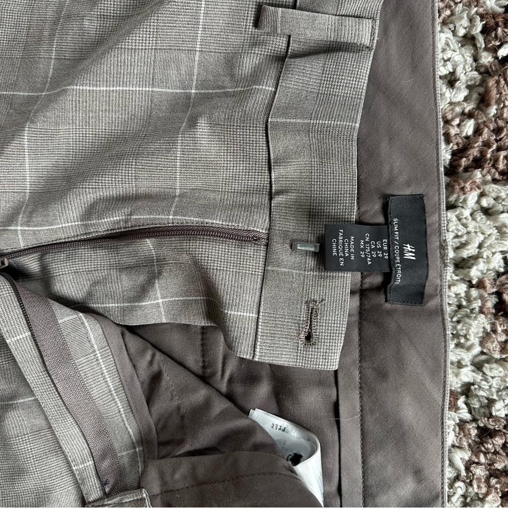H&M Men's grey Checkered Suit pants